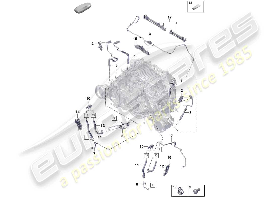 porsche 2024 (992-2 gt3/rs/st) catalytic converter petrol particulate filter fastenings and sensors part diagram