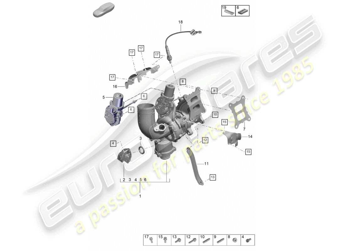 porsche 2021 (macan) exhaust gas turbocharger lambda probe part diagram