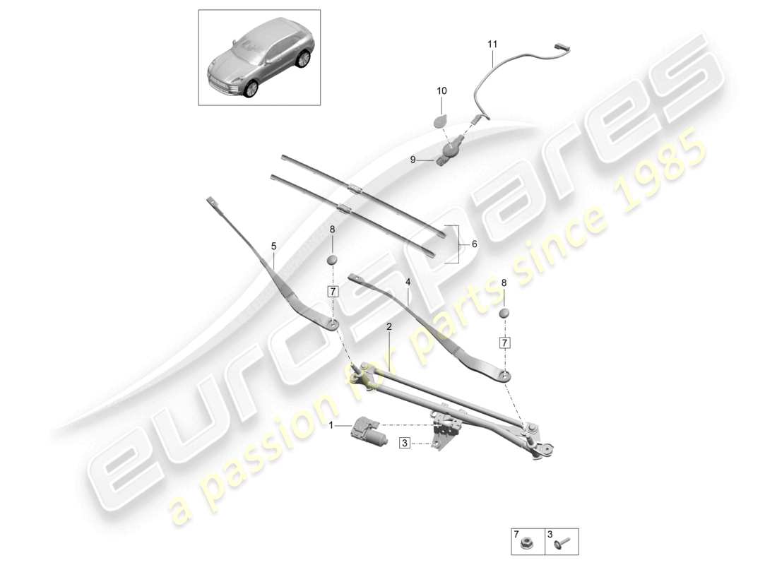 porsche 2021 (macan) windscreen wiper system, compl sensor for air humidity, rain and light detection part diagram