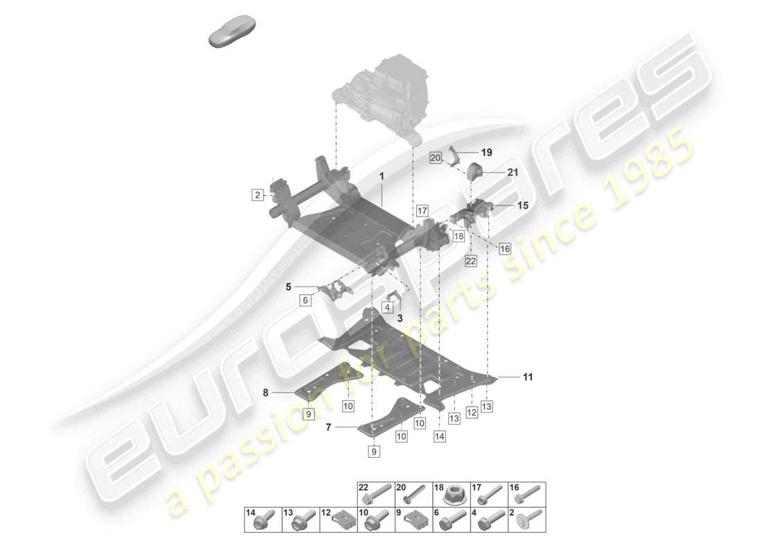 porsche 2021 (taycan 9j1-1) cross member support frame part diagram