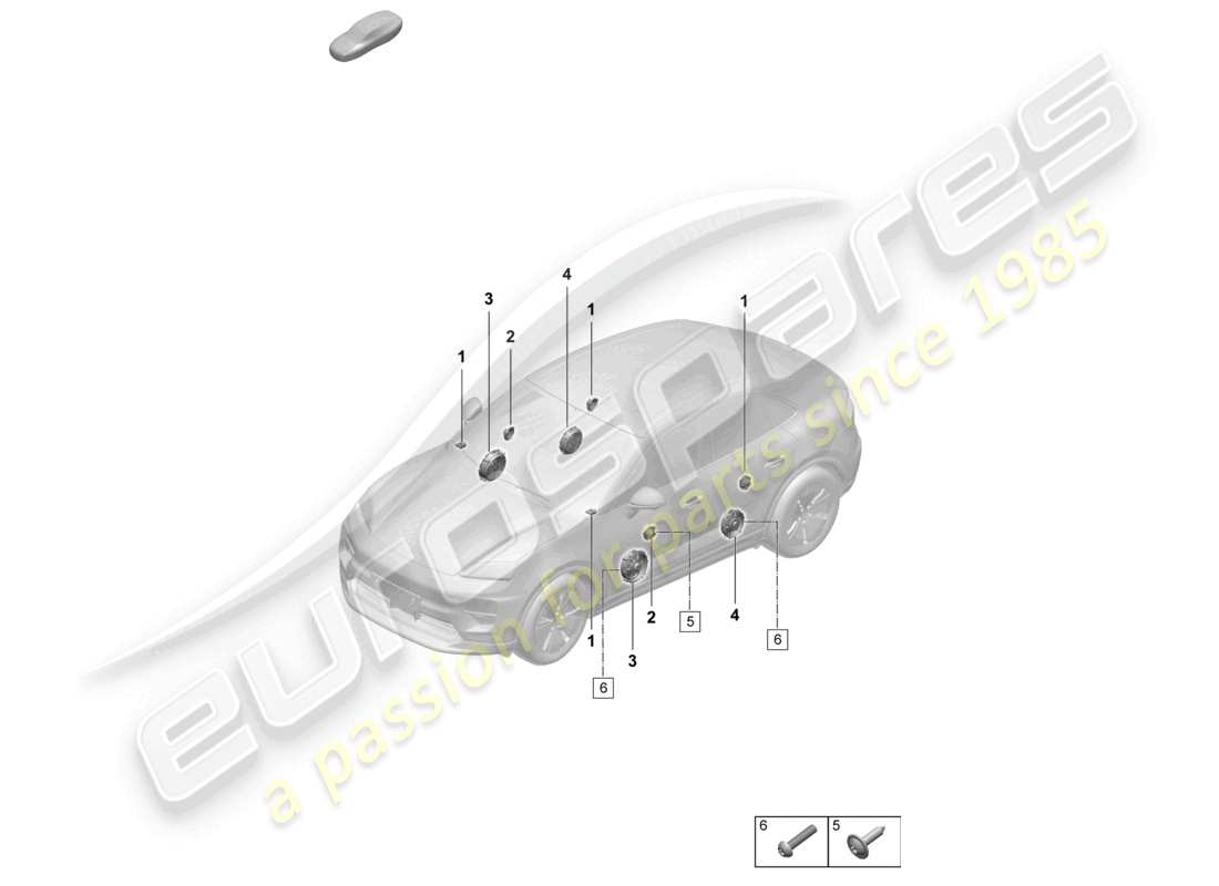 porsche 2024 (macan-e) loudspeaker basic part diagram