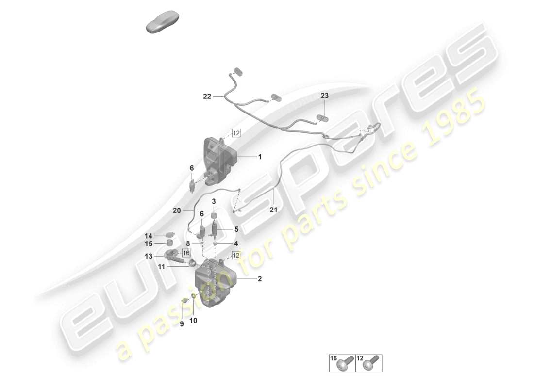 porsche 2020 (taycan 9j1-1) windscreen washer system front part diagram