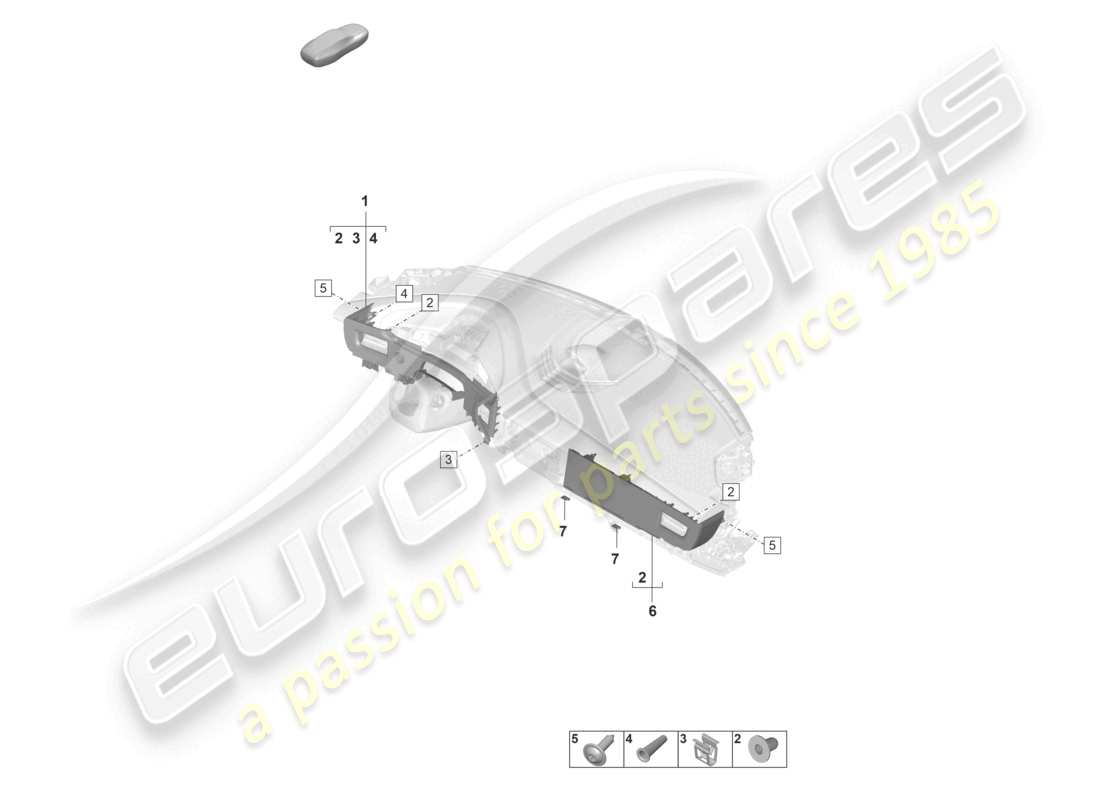 porsche 2021 (taycan 9j1-1) molding for dashboard part diagram