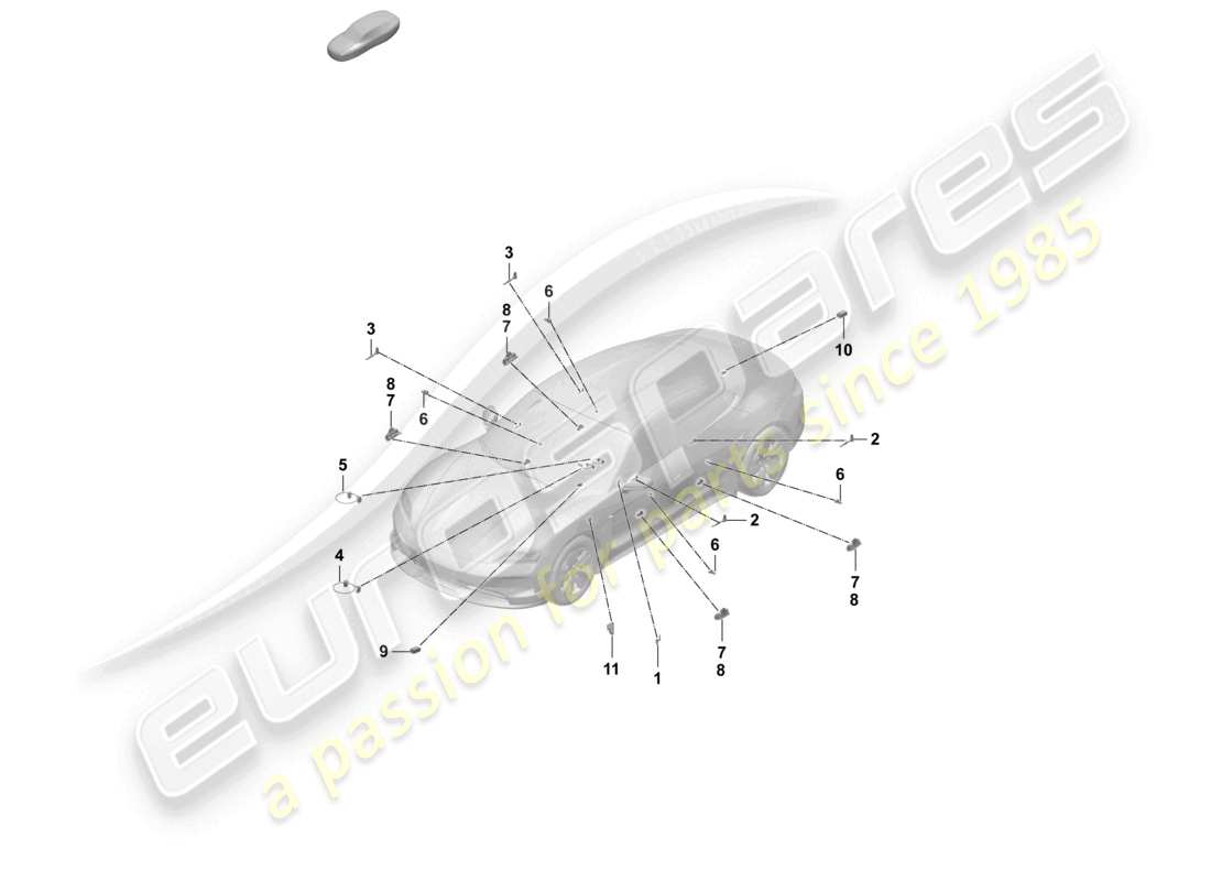 porsche 2025 (taycan 9j1-2) interior light doors rear lid warning lights part diagram