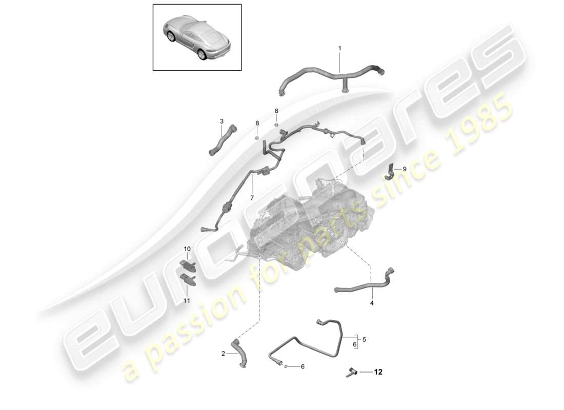 porsche 2022 (718 cayman) crankcase housing ventilation component tank ventilation vacuum pump part diagram