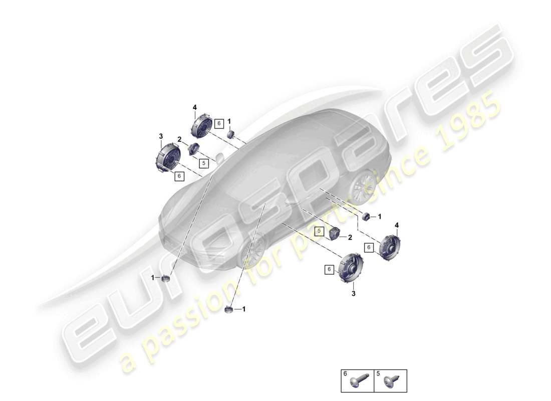 porsche 2024 (panamera 976) loudspeaker basic part diagram
