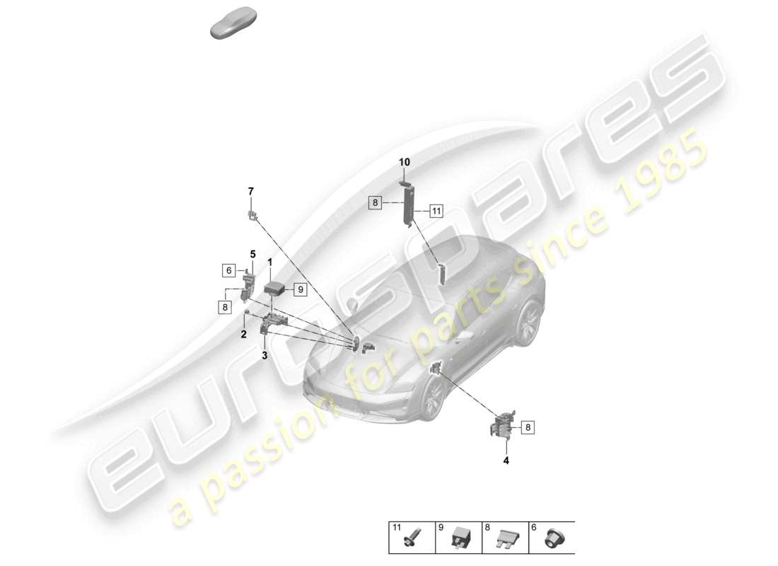 porsche 2025 (taycan 9j1-2) central electrics fuse holder fuses part diagram