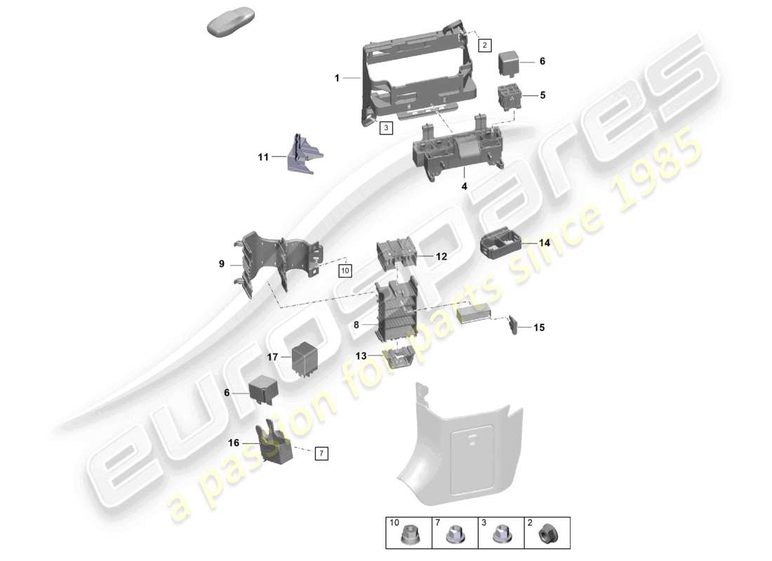 porsche 2025 (718 boxster spyder) central electrics dashboard part diagram