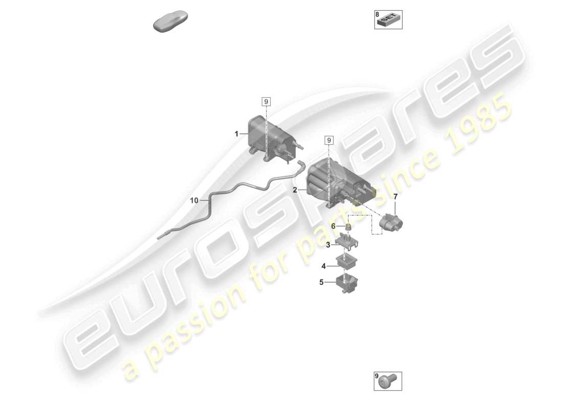 porsche 2021 (992-1 gt3/rs/st) activated charcoal container part diagram