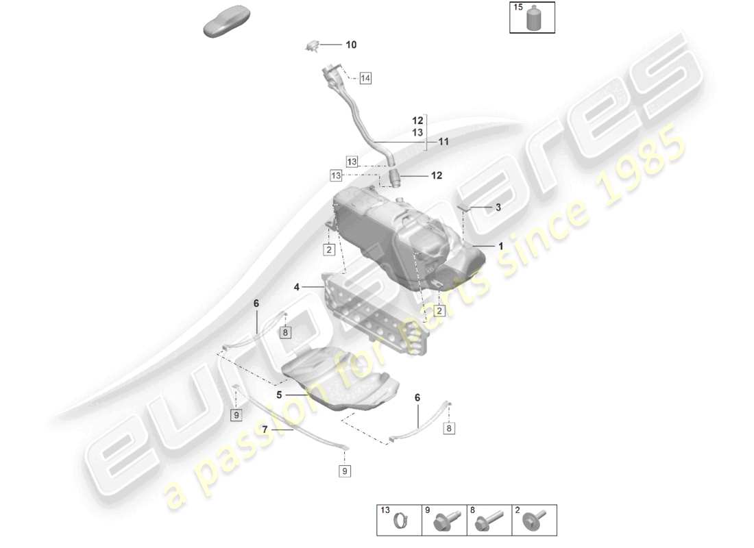porsche 2023 (992-1 gt3/rs/st) fuel tank additive part diagram
