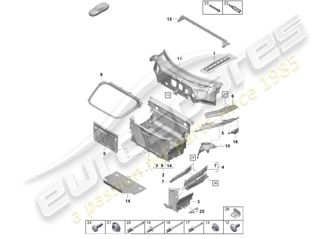 porsche 2021 (718 cayman gt4) front end individual parts parts diagram