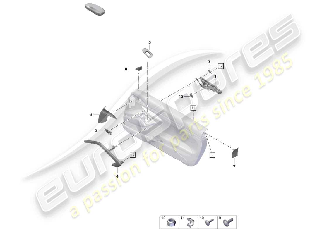 porsche 2021 (718 cayman gt4) door panel accessories parts diagram