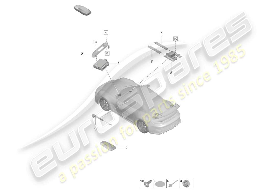 porsche 2022 (992-1 gt3/rs/st) individual parts vts vehicle tracking driver card part diagram