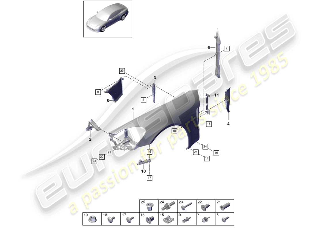 porsche 2021 (panamera 971-1) wing parts diagram