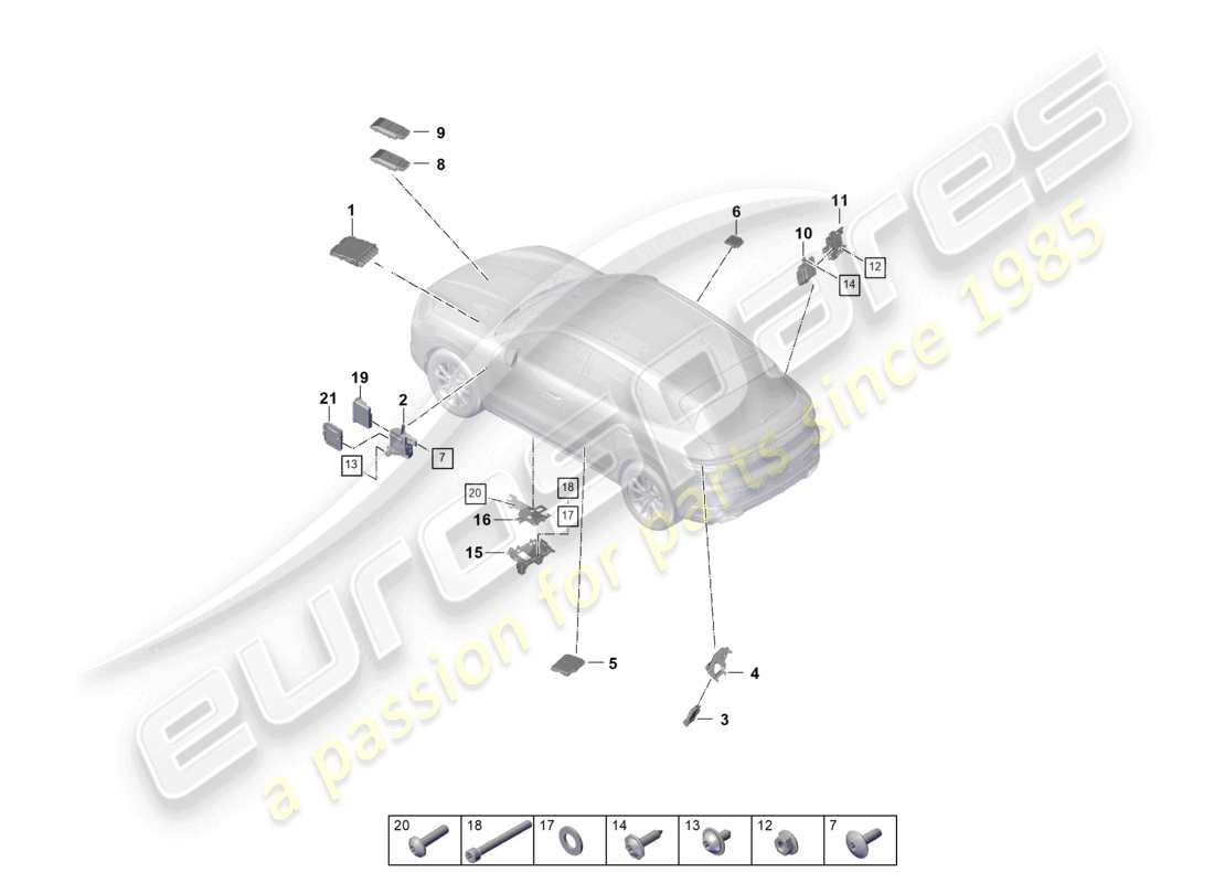 porsche 2024 (cayenne e3 pa) control unit for differential locks control unit for gateway gearbox fuel pump part diagram