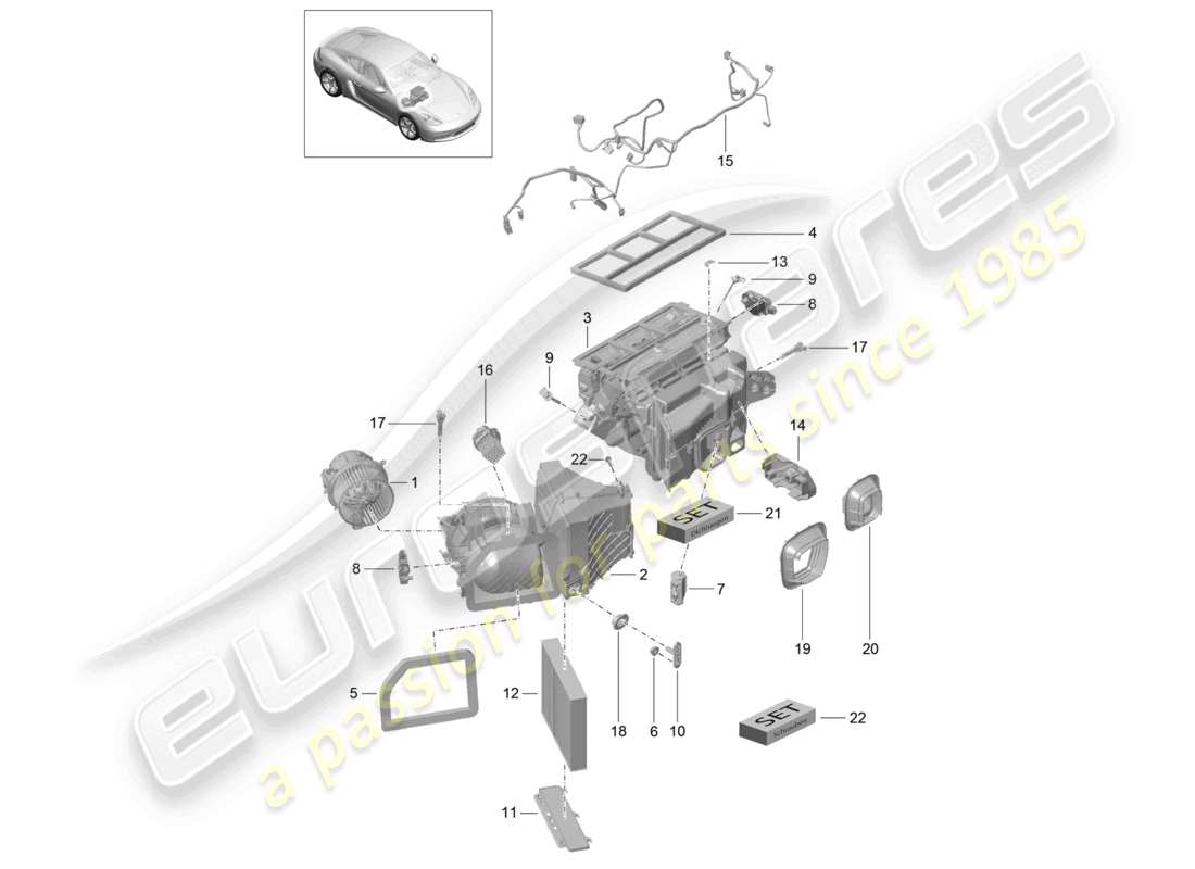porsche 2025 (718 cayman) air conditioning and individual parts part diagram