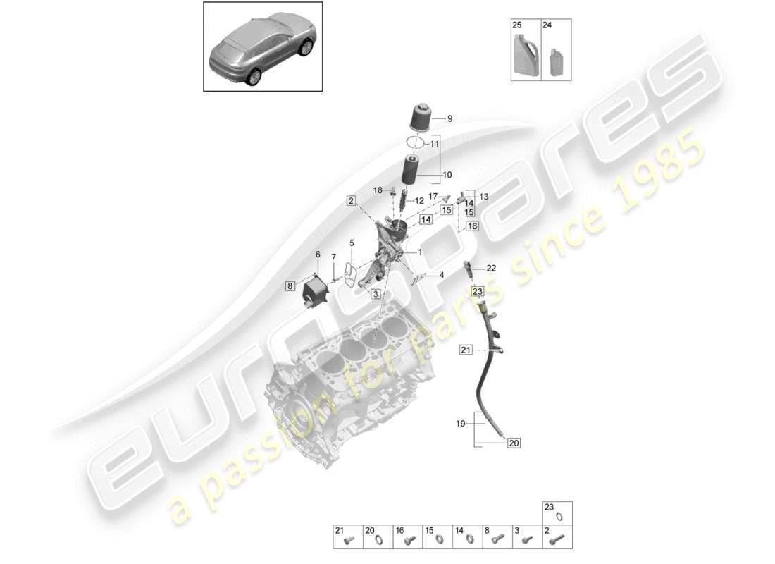 porsche 2021 (macan) oil filter console oil cooler part diagram