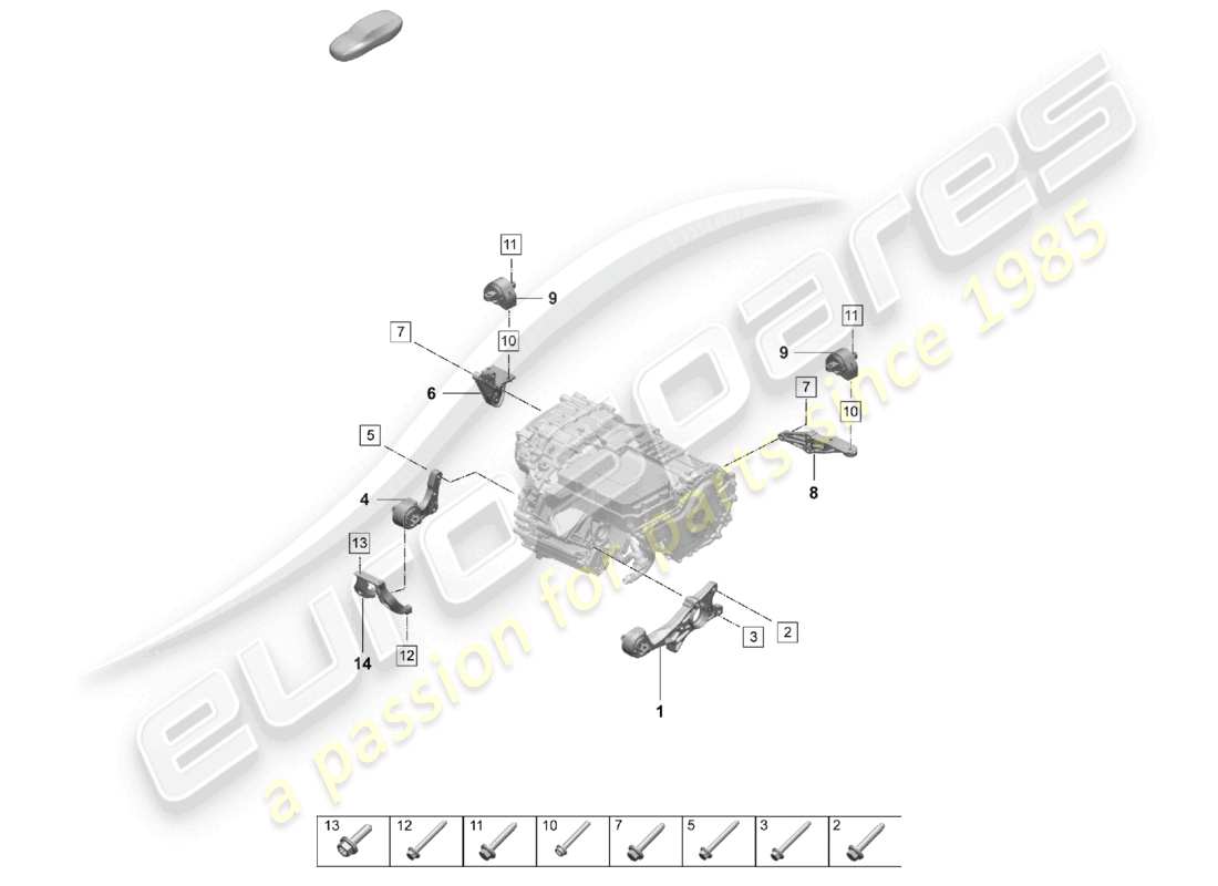 porsche 2026 (taycan 9j1-2) engine lifting tackle rear axle sl:0emd part diagram