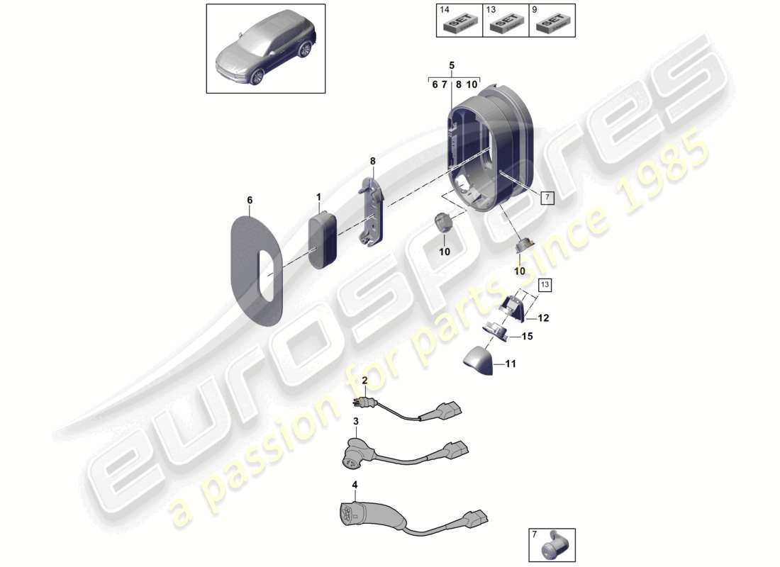 porsche 2023 (cayenne e3 9ya/9yb) charge cable for home charging for vehicles with hybrid drive porsche mobile charger connect part diagram
