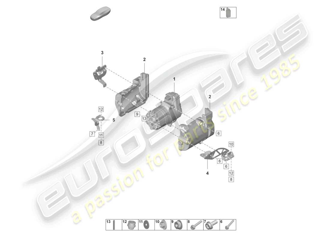 porsche 2022 (taycan 9j1-1) air conditioning a/c compressor with individual parts part diagram