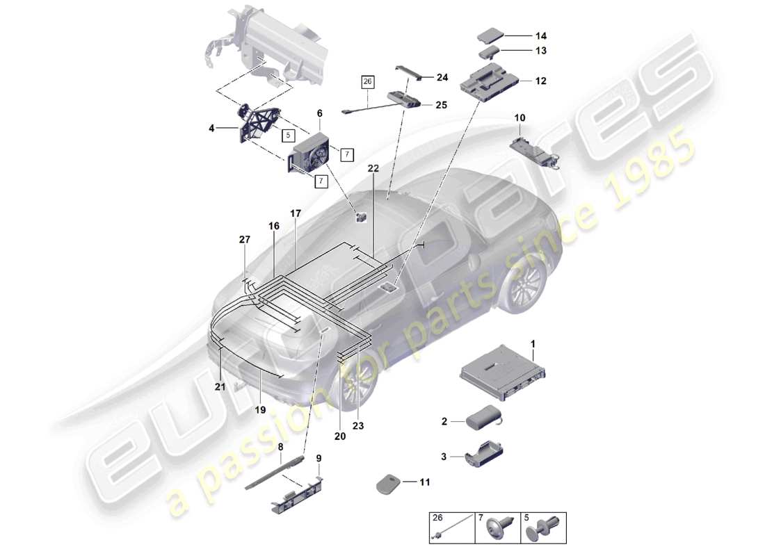 porsche 2023 (cayenne e3 9ya/9yb) for models with telephone and emergency call part diagram