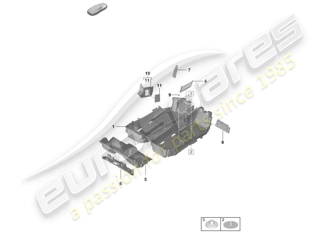 porsche 2021 (992-1 turbo / s) flooring (carpet) trims part diagram