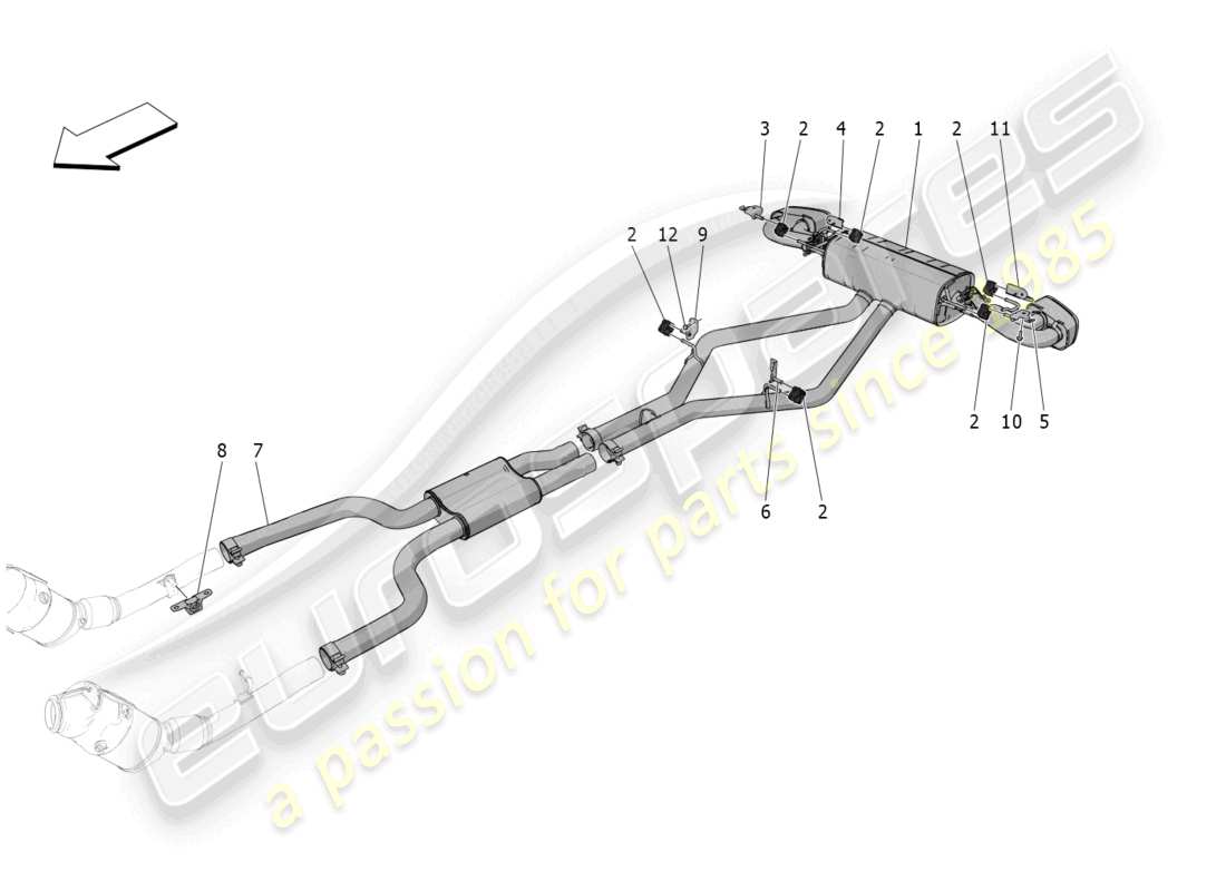 maserati grecale trofeo (2023) silencers parts diagram
