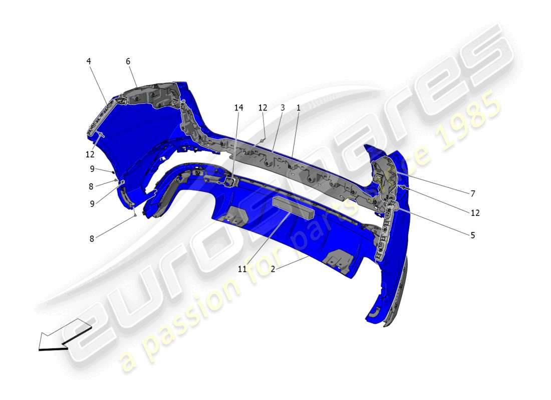 maserati grecale trofeo (2023) rear bumper parts diagram