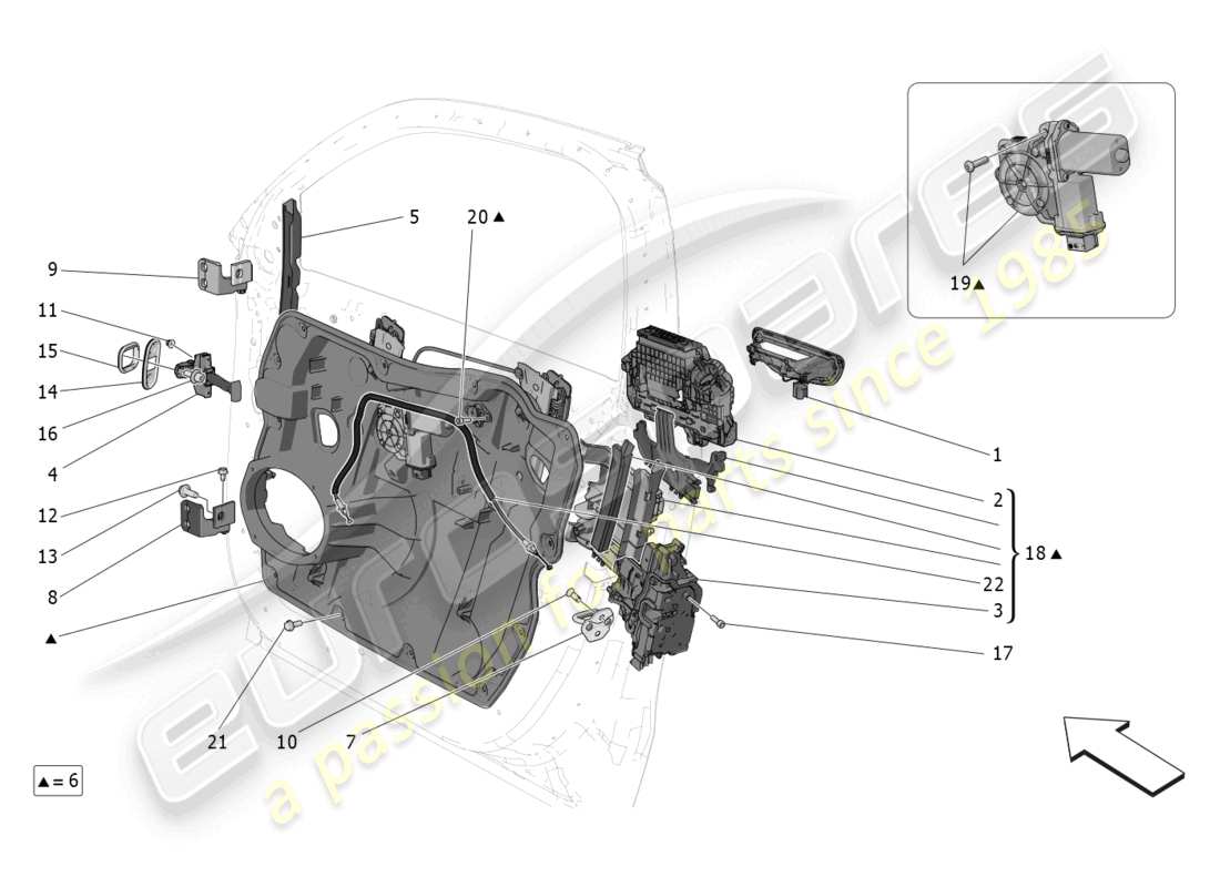 maserati grecale trofeo (2023) front doors: mechanisms parts diagram
