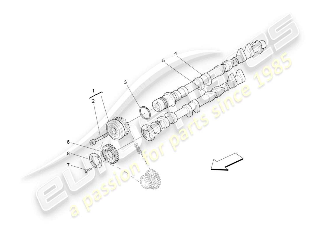 maserati granturismo mc stradale (2011) rh cylinder head camshafts parts diagram