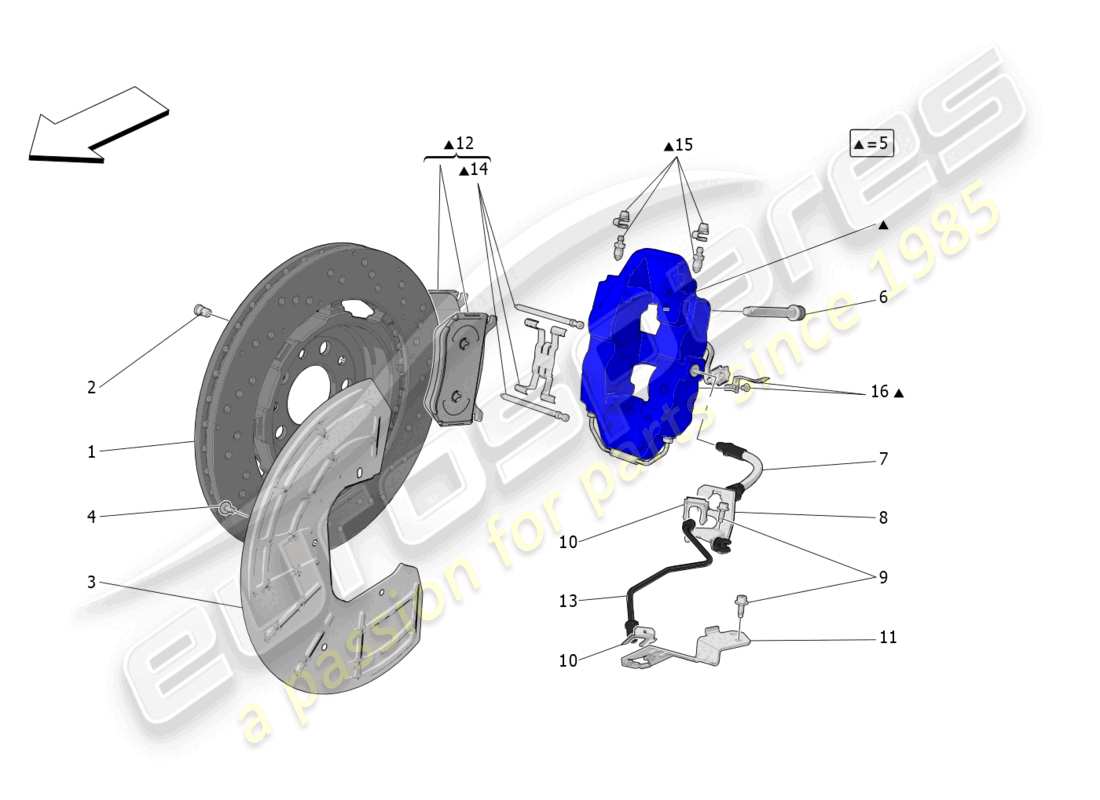 maserati grecale trofeo (2023) braking devices on rear wheels parts diagram