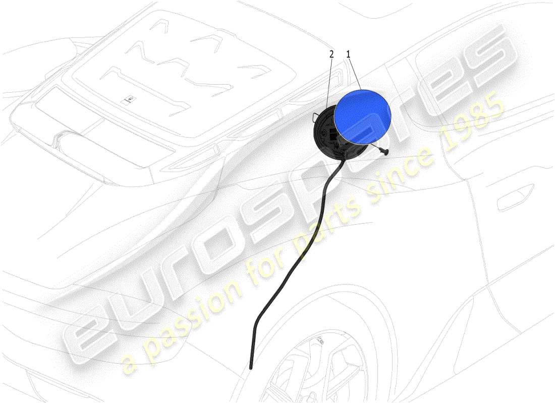 maserati mc20 (2024) fuel tank door and controls parts diagram