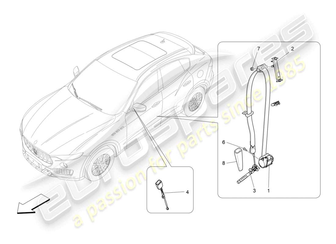 maserati levante (2017) front seatbelts parts diagram