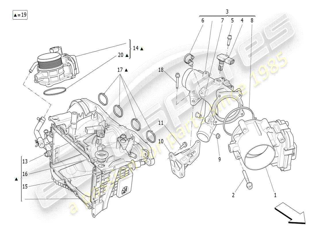 maserati ghibli (2021) intake manifold and throttle body part diagram