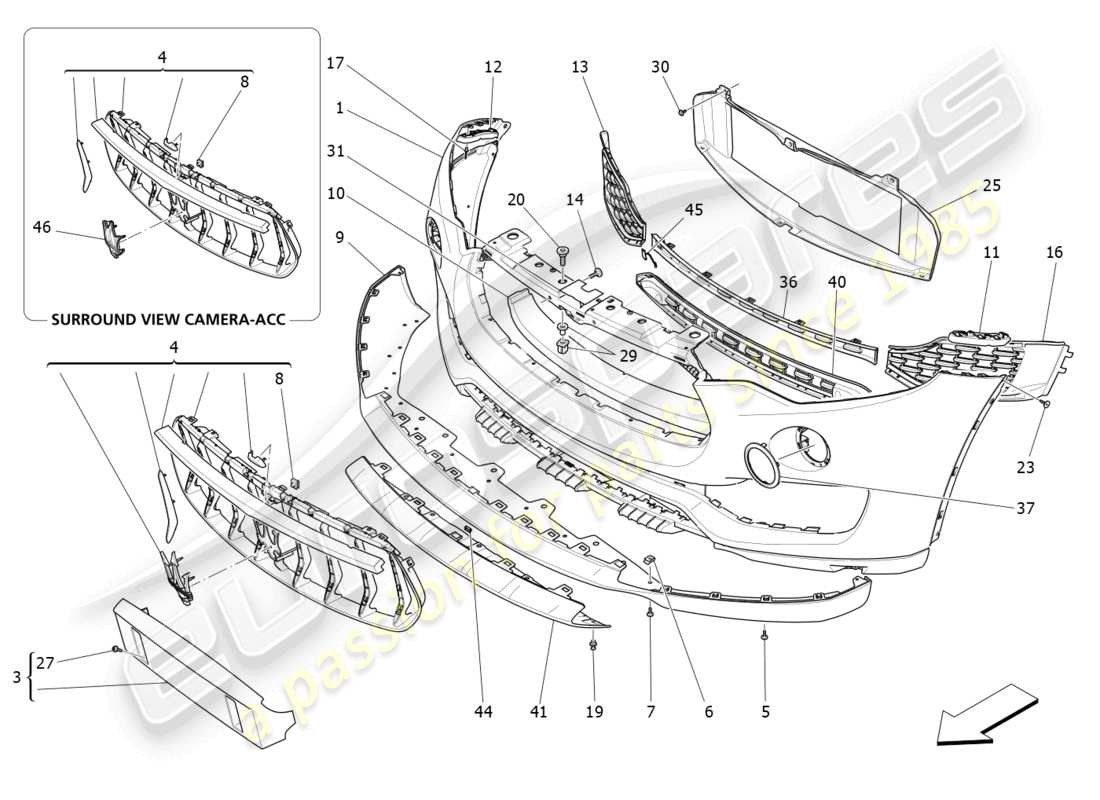 maserati levante (2019) front bumper part diagram