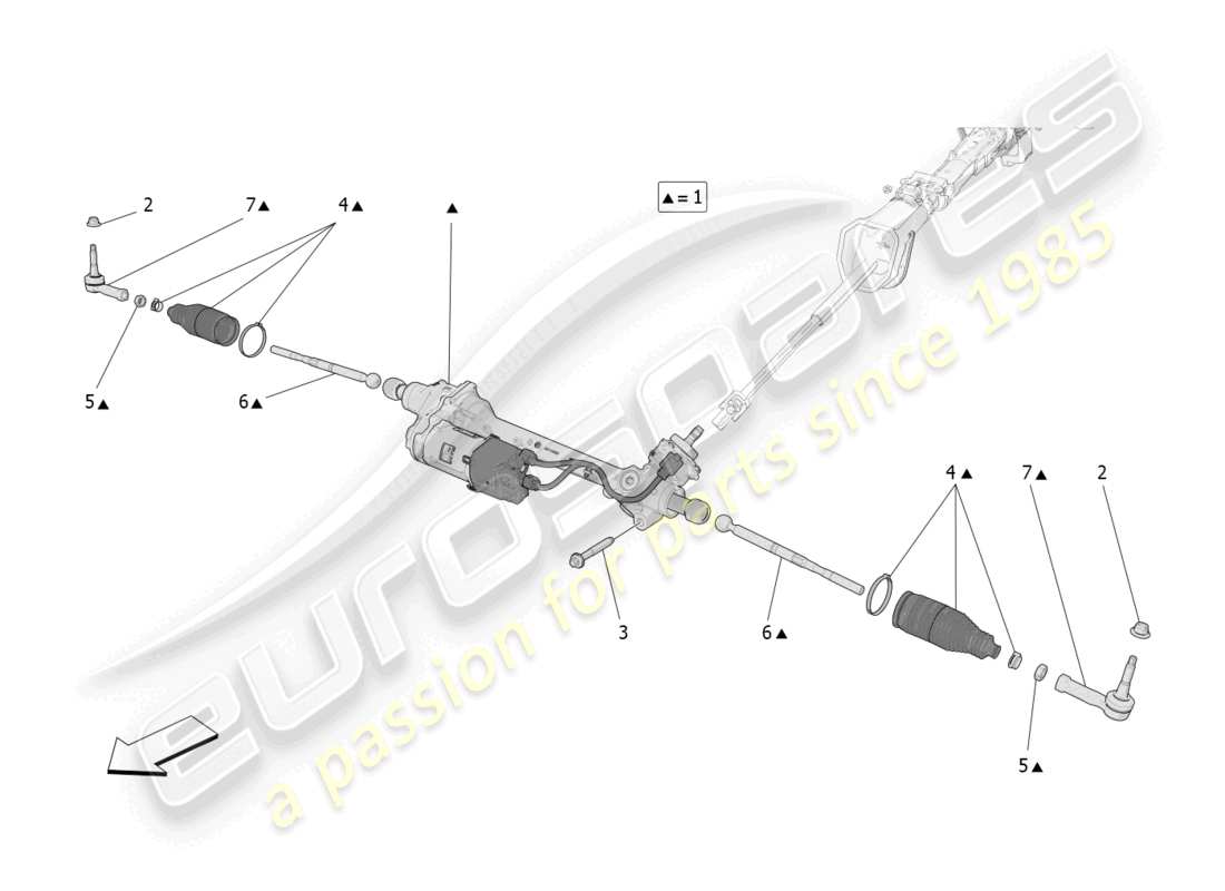 maserati grecale trofeo (2023) complete steering rack unit parts diagram