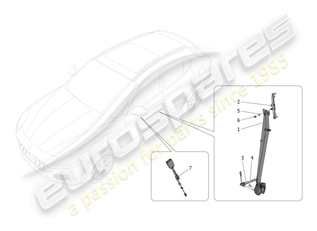 maserati grecale trofeo (2023) front seatbelts parts diagram