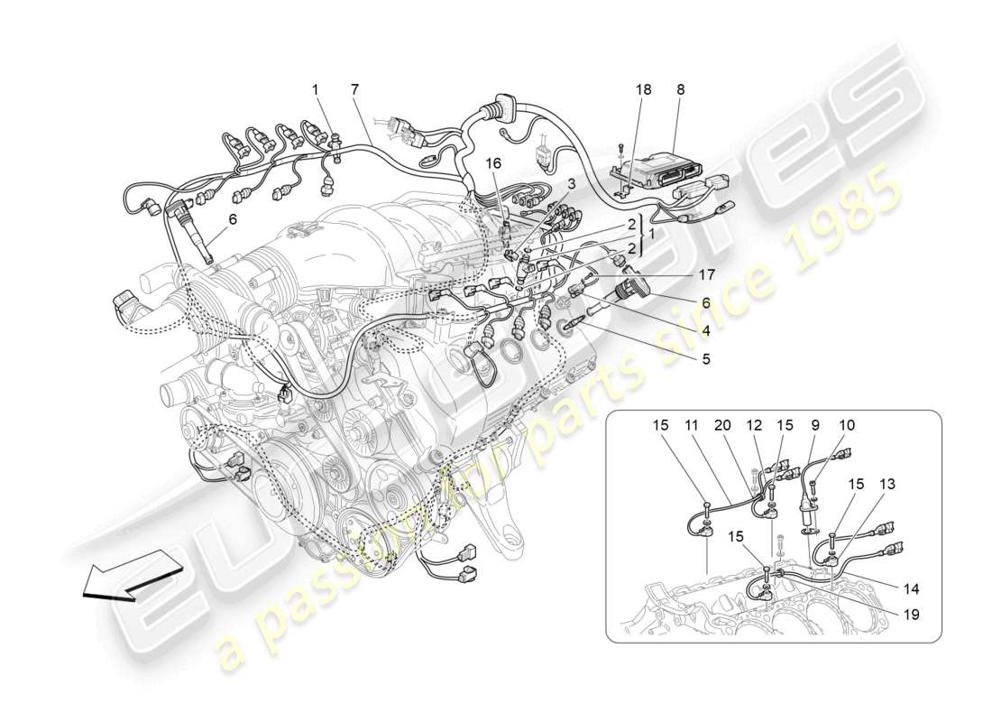 maserati granturismo mc stradale (2012) electronic control: injection and engine timing control parts diagram
