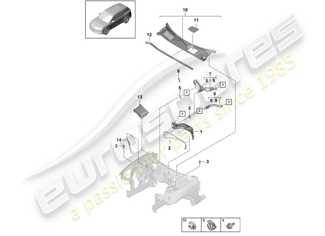 a part diagram from the porsche cayenne parts catalogue
