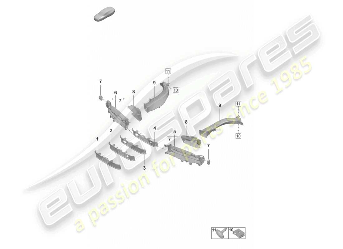 a part diagram from the porsche 2021 (taycan 9j1-1) parts catalogue