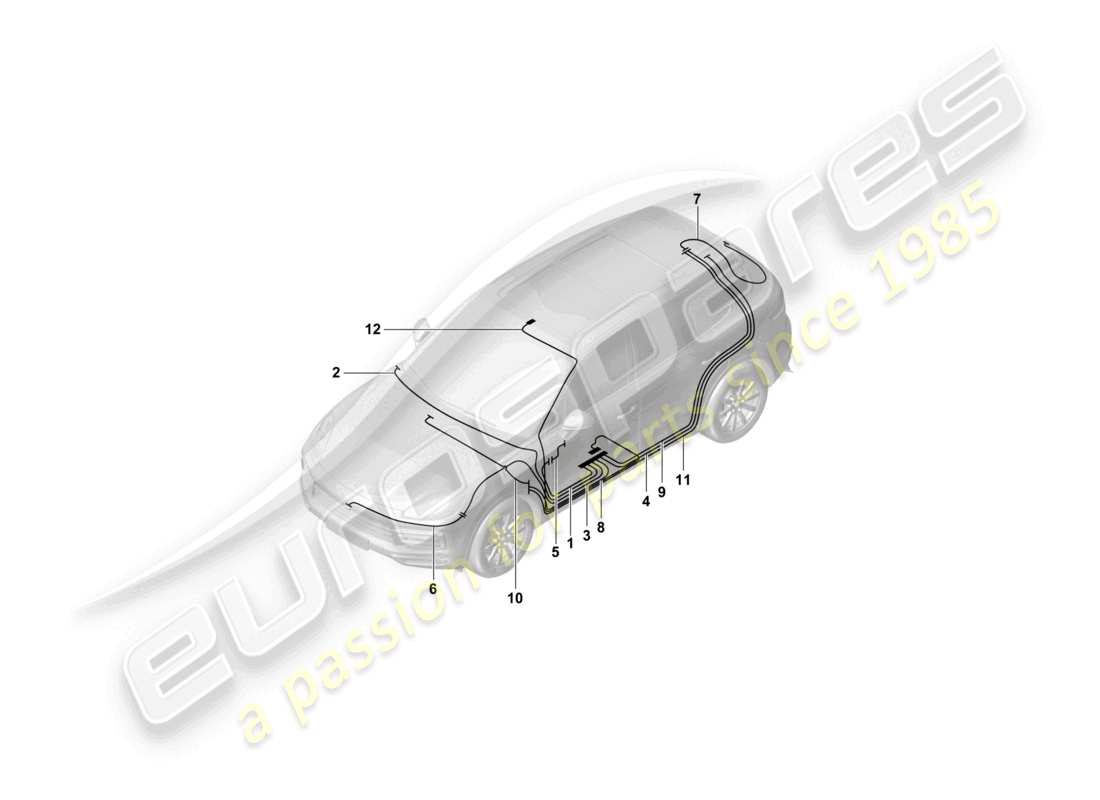 porsche 2021 (cayenne e3 9ya/9yb) aerial connection line parts diagram