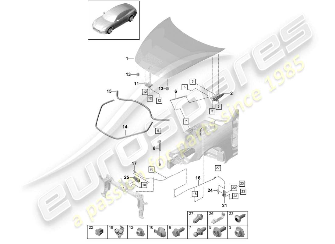 porsche 2021 (panamera 971-1) cover front part diagram