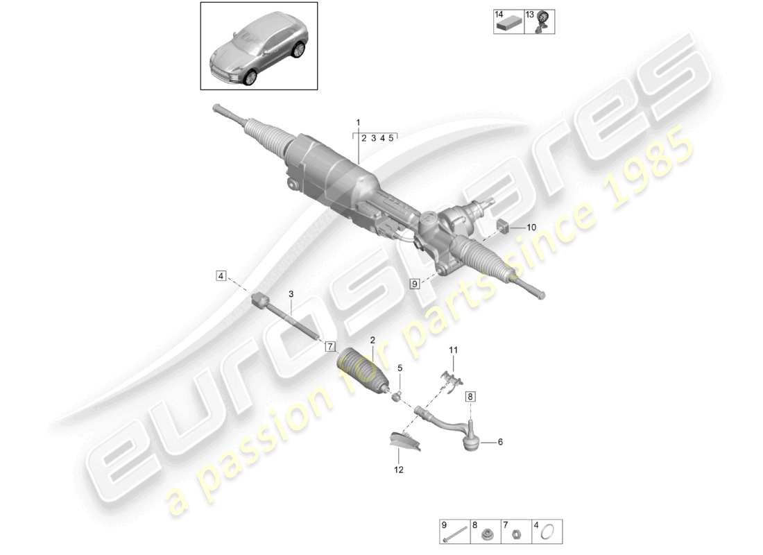 porsche 2021 (macan) steering gear part diagram