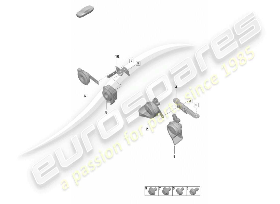 porsche 2024 (992-2 gt3/rs/st) fanfare signal horn alarm system part diagram