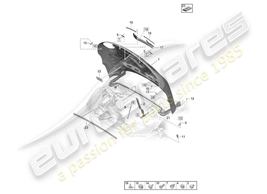 porsche 2021 (macan) bonnet part diagram