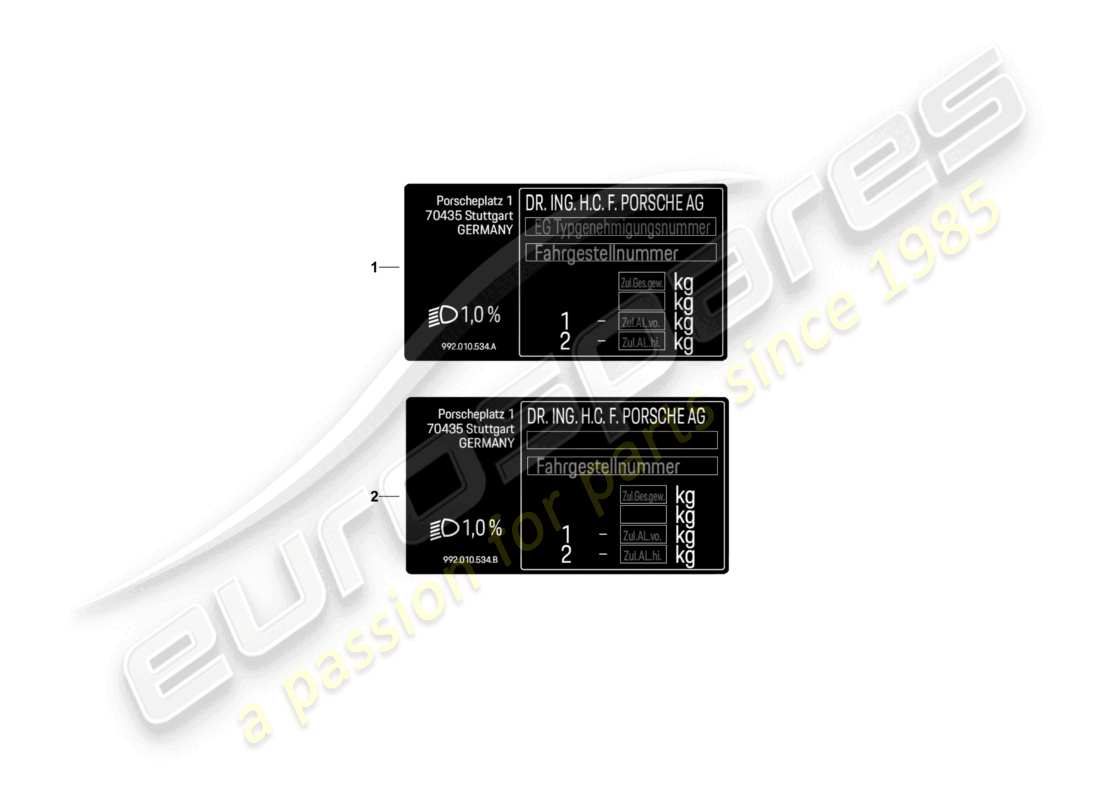 porsche 2023 (992-1 gt3/rs/st) data tag d - mj 2022>> part diagram