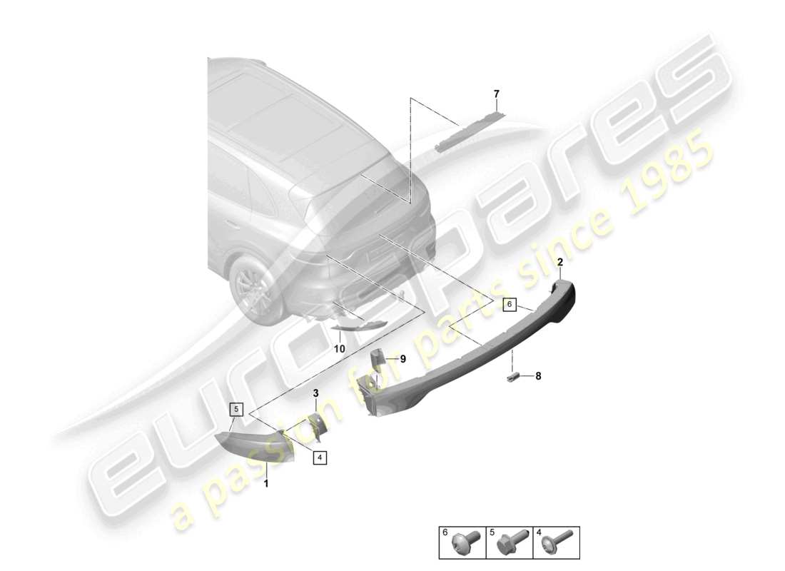 porsche 2022 (cayenne e3 9ya/9yb) rear light additional brake light licence plate light part diagram