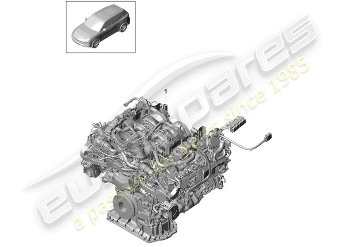 porsche 2023 (cayenne e3 9ya/9yb) replacement engine (complete) parts diagram