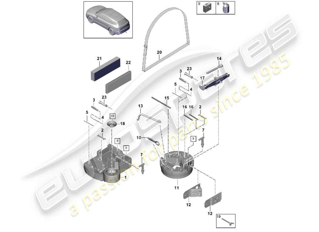 porsche 2023 (cayenne e3 9ya/9yb) tool jack parts diagram