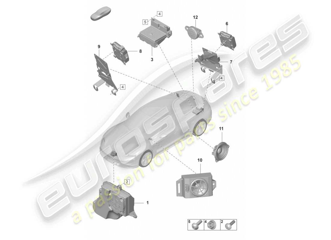 porsche 2021 (taycan 9j1-1) engine sound system loudspeaker parking aid warning buzzer for vehicles with electric tailgate activation part diagram